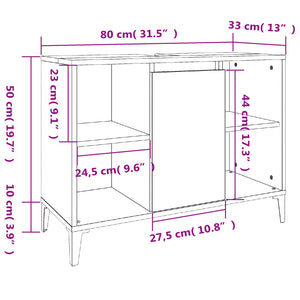 Waschbeckenunterschrank Betongrau 80 cm