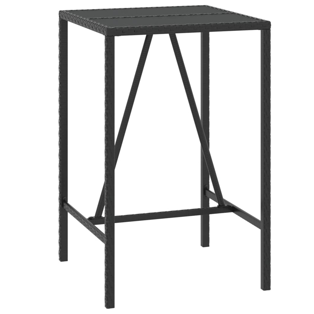 Schwarzer Bartisch mit Glasplatte 70x70x110 cm