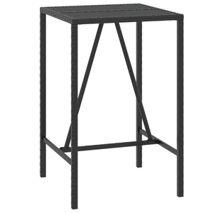 Schwarzer Bartisch mit Glasplatte 70x70x110 cm