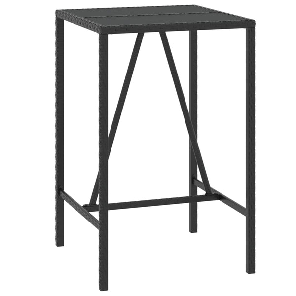 Schwarzer Bartisch mit Glasplatte 70x70x110 cm