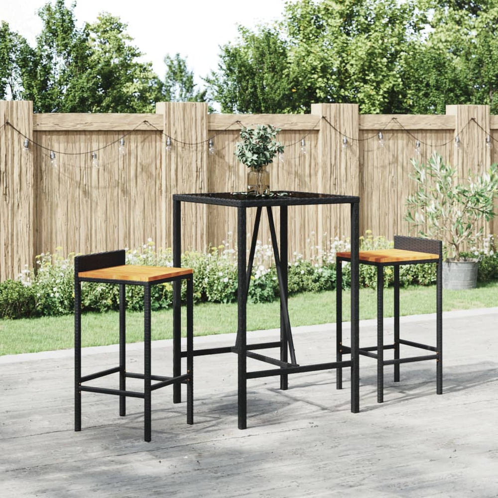 Schwarzer Bartisch mit Glasplatte 70x70x110 cm