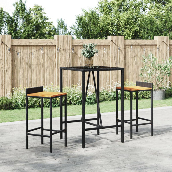 Schwarzer Bartisch mit Glasplatte 70x70x110 cm
