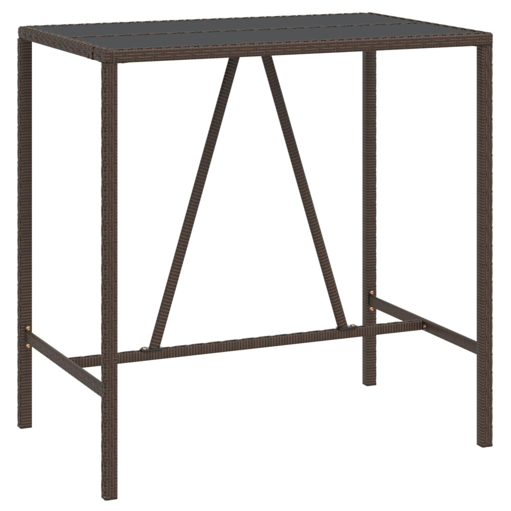 Bartisch Braun mit Glasplatte 110x70x110 cm