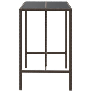 Bartisch Braun mit Glasplatte 110x70x110 cm