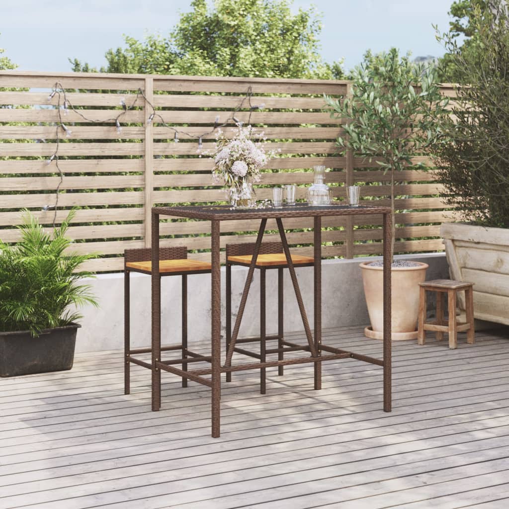 Bartisch Braun mit Glasplatte 110x70x110 cm