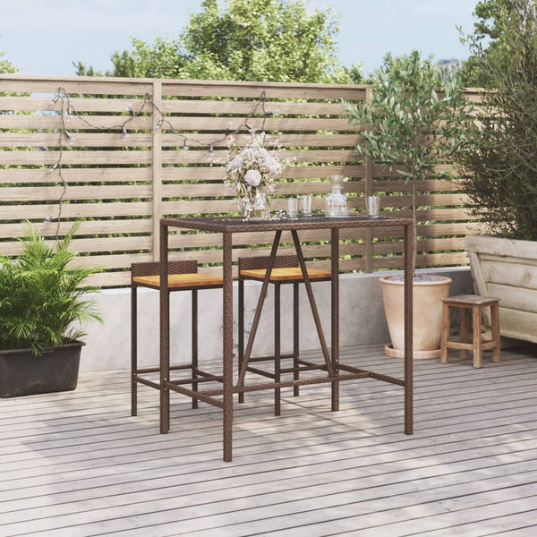 Bartisch Braun mit Glasplatte 110x70x110 cm