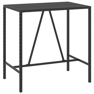 Schwarzer Bartisch mit Glasplatte 110x70x110 cm