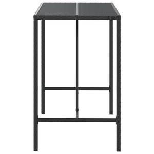 Schwarzer Bartisch mit Glasplatte 110x70x110 cm