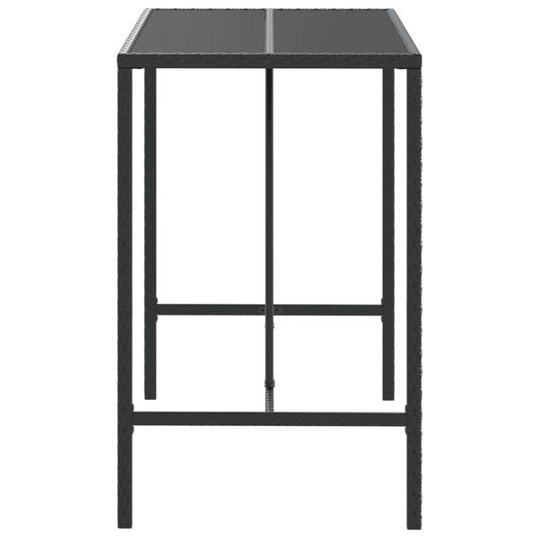 Schwarzer Bartisch mit Glasplatte 110x70x110 cm