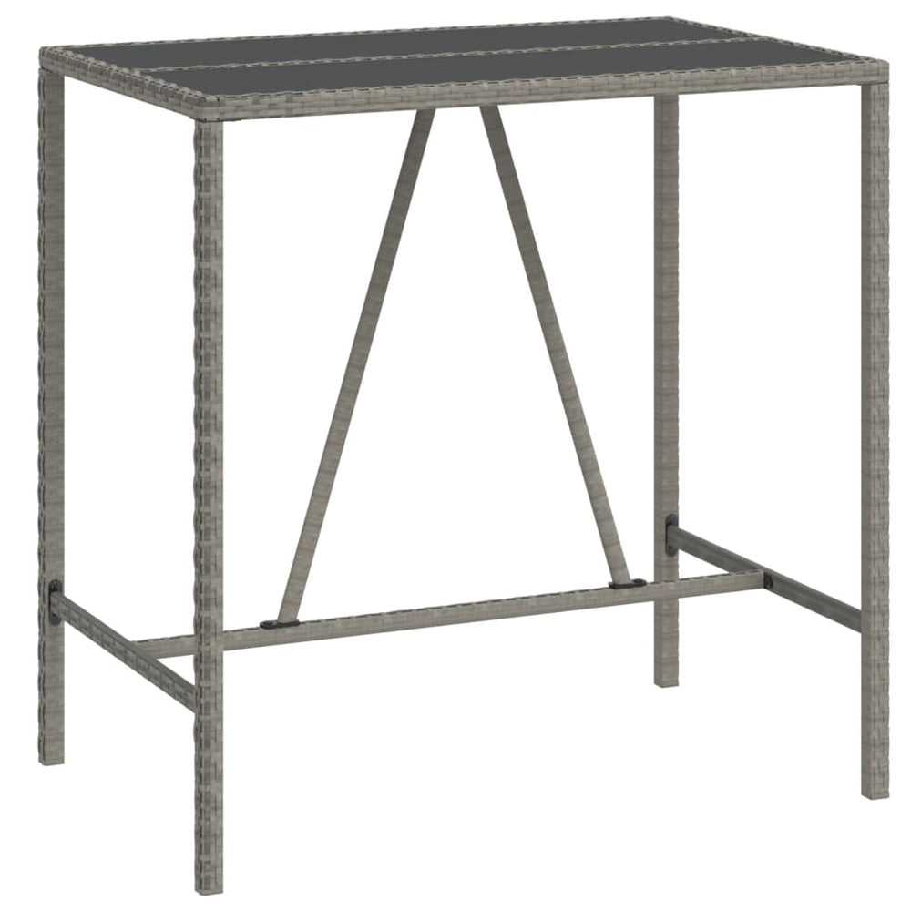 Grauer Bartisch mit Glasplatte 110x70x110 cm
