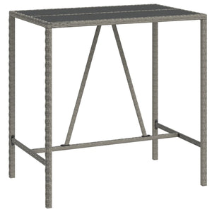 Grauer Bartisch mit Glasplatte 110x70x110 cm