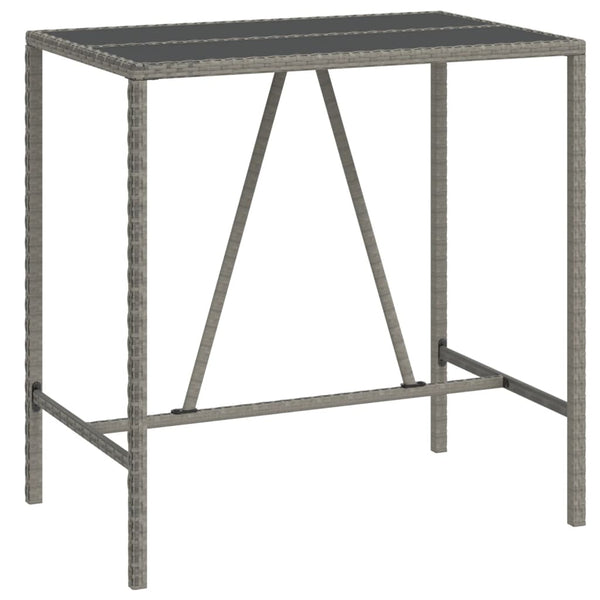 Grauer Bartisch mit Glasplatte 110x70x110 cm