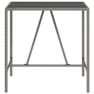 Grauer Bartisch mit Glasplatte 110x70x110 cm