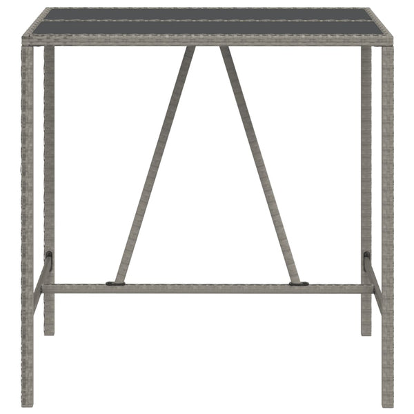 Grauer Bartisch mit Glasplatte 110x70x110 cm