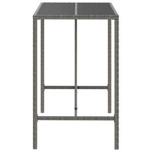 Grauer Bartisch mit Glasplatte 110x70x110 cm