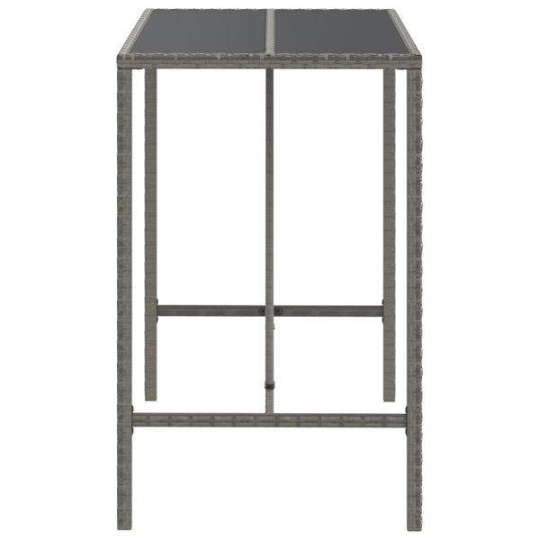 Grauer Bartisch mit Glasplatte 110x70x110 cm
