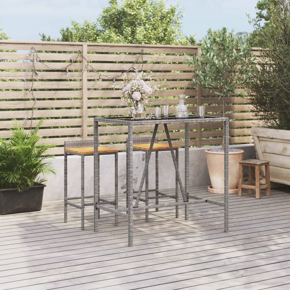 Grauer Bartisch mit Glasplatte 110x70x110 cm