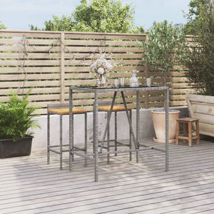 Grauer Bartisch mit Glasplatte 110x70x110 cm