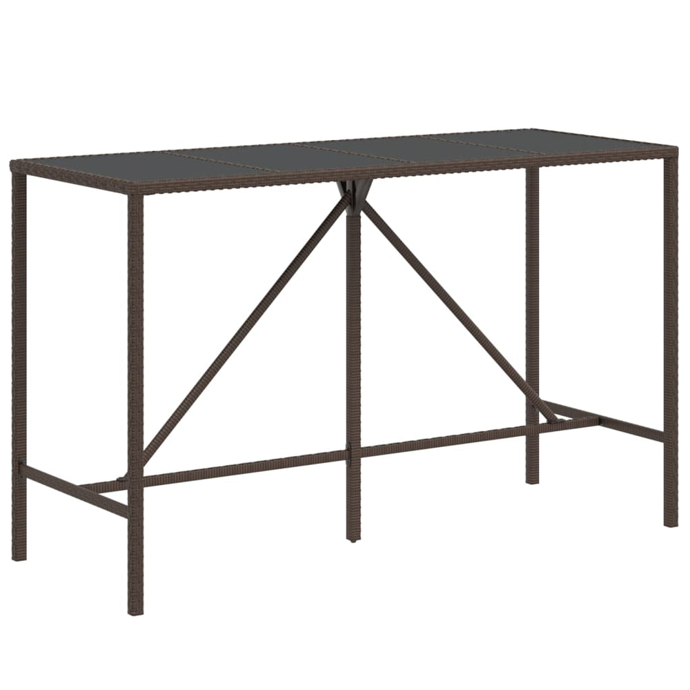 Bartisch Braun mit Glasplatte 180x70x110 cm