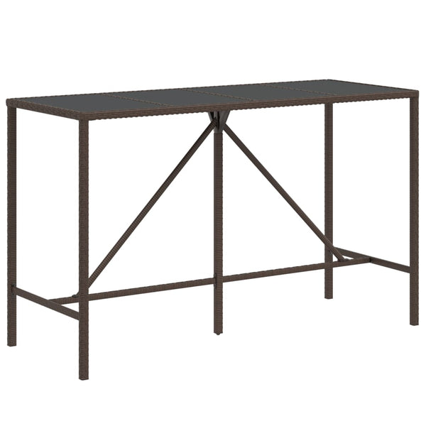 Bartisch Braun mit Glasplatte 180x70x110 cm