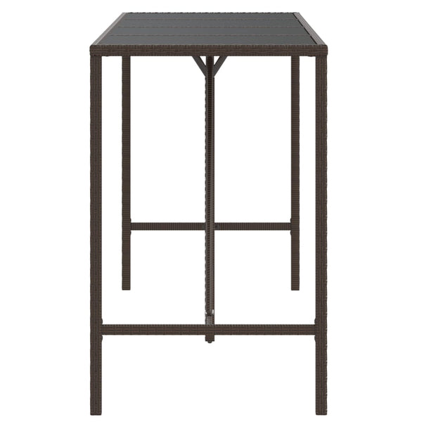 Bartisch Braun mit Glasplatte 180x70x110 cm
