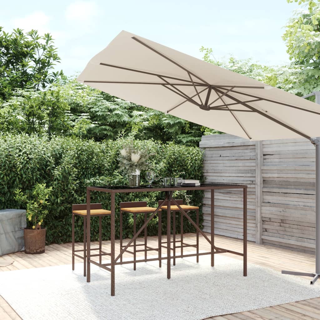 Bartisch Braun mit Glasplatte 180x70x110 cm