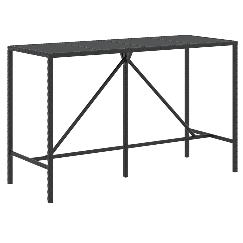Schwarzer Bartisch mit Glasplatte 180x70x110 cm