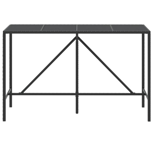 Schwarzer Bartisch mit Glasplatte 180x70x110 cm