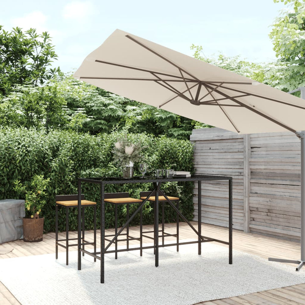 Schwarzer Bartisch mit Glasplatte 180x70x110 cm