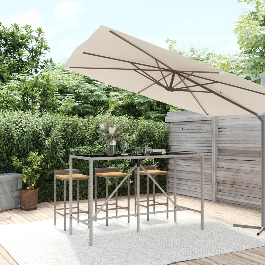 Bartisch Grau Poly Rattan 180x70x110 cm