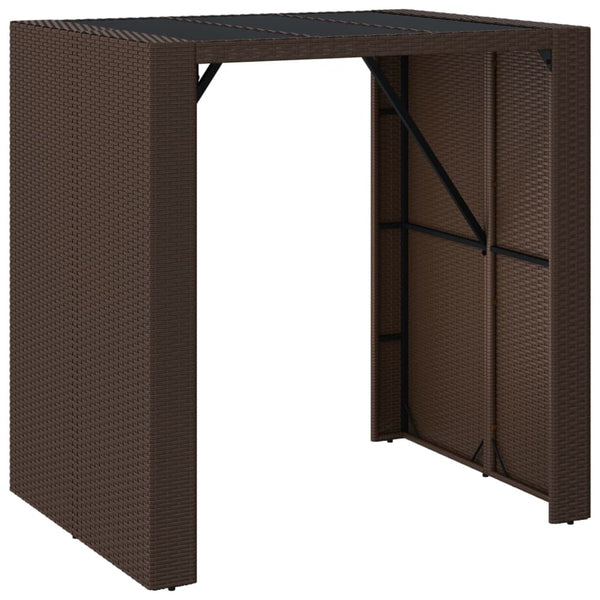 Bartisch Braun mit Glasplatte 105x80x110 cm