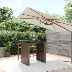 Bartisch Braun mit Glasplatte 105x80x110 cm