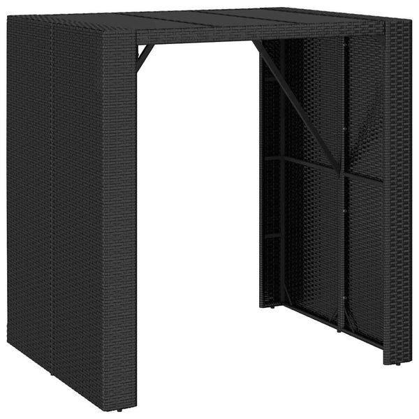 vidaXL Table de bar avec plateau en verre Noir 105x80x110 cm Résine tressée
