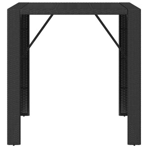vidaXL Table de bar avec plateau en verre Noir 105x80x110 cm Résine tressée