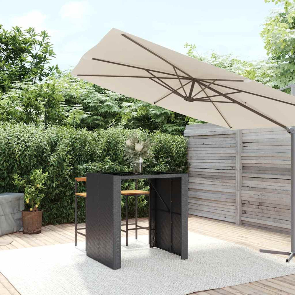 Schwarzer Bartisch mit Glasplatte 105x80x110cm