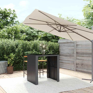 vidaXL Table de bar avec plateau en verre Noir 105x80x110 cm Résine tressée