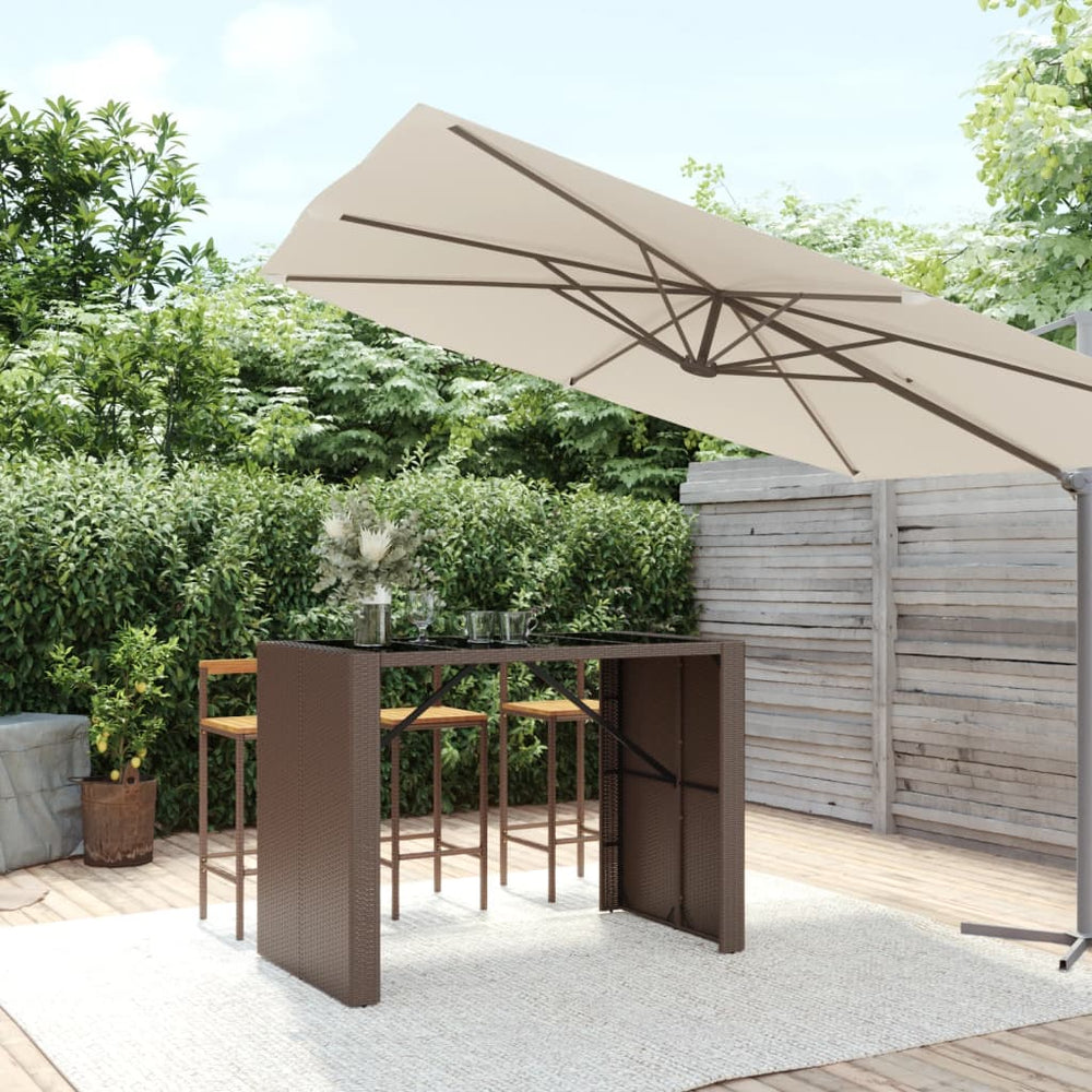 Bartisch Braun Poly Rattan 145x80x110 cm
