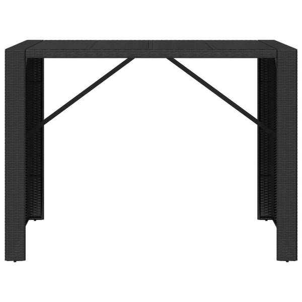 vidaXL Table de bar avec plateau en verre Noir 145x80x110 cm Résine tressée