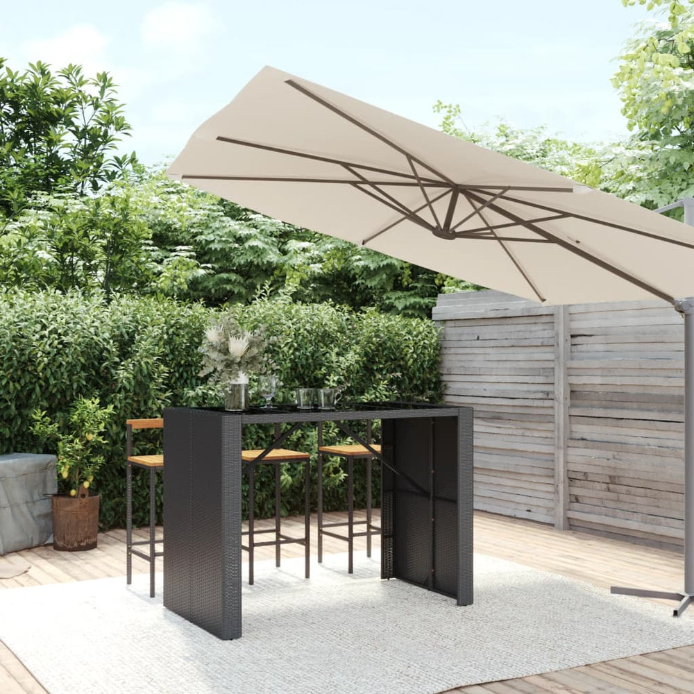 Schwarzer Bartisch Poly Rattan 145x80x110 cm