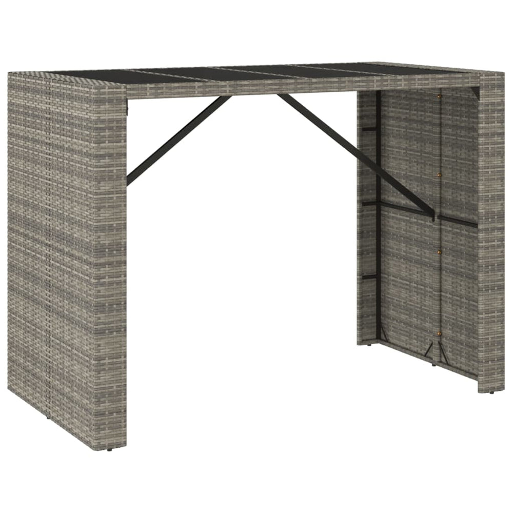 Grauer Bartisch mit Glasplatte 145x80x110cm
