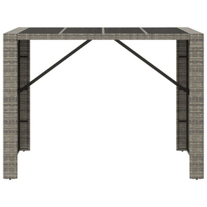 Grauer Bartisch mit Glasplatte 145x80x110cm