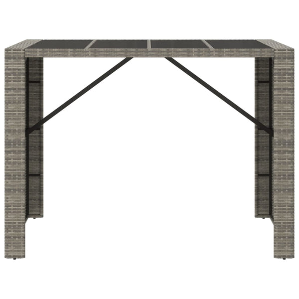 Grauer Bartisch mit Glasplatte 145x80x110cm