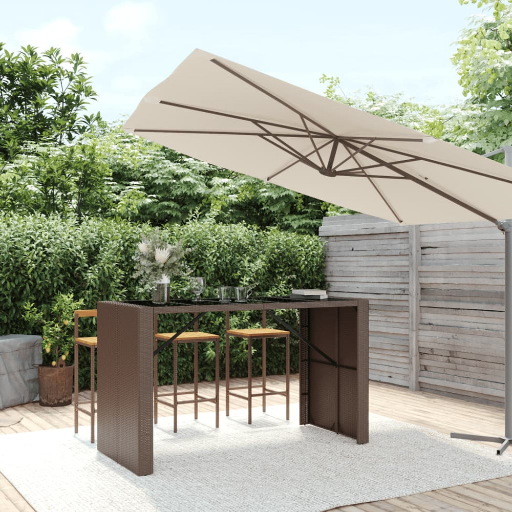 Bartisch Braun Poly Rattan 185x80x110 cm