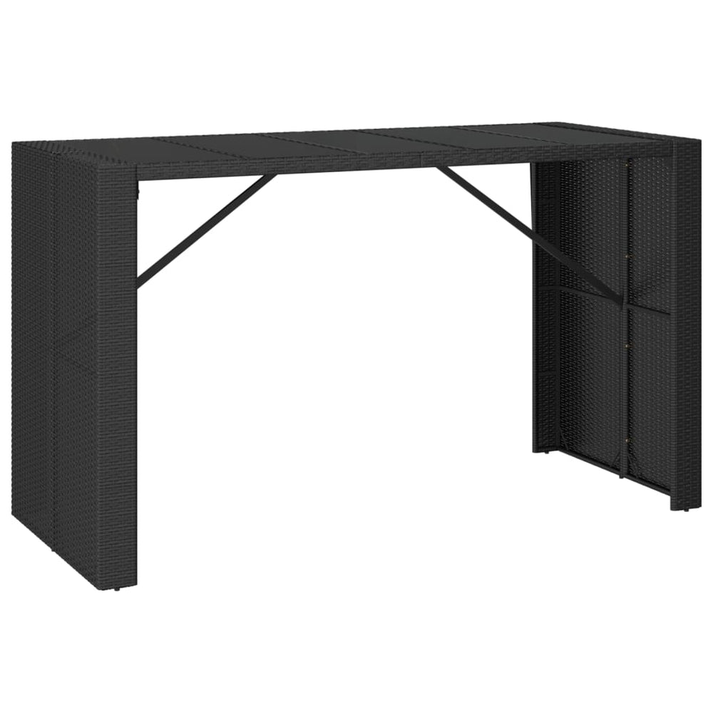 Schwarzer Bartisch mit Glasplatte 185x80x110 cm