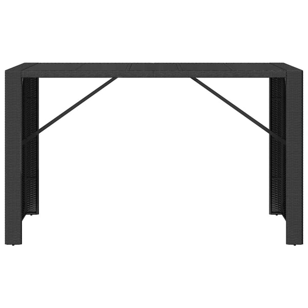 vidaXL Table de bar avec plateau en verre Noir 185x80x110 cm Résine tressée