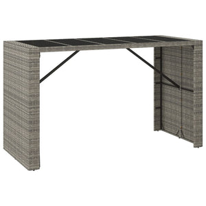 Grauer Bartisch mit Glasplatte 185x80x110 cm