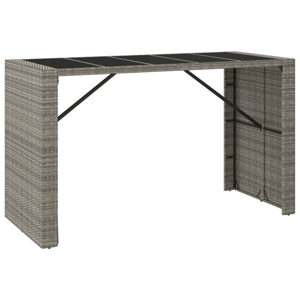 Grauer Bartisch mit Glasplatte 185x80x110 cm
