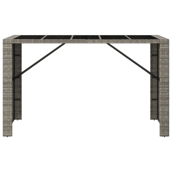 Grauer Bartisch mit Glasplatte 185x80x110 cm
