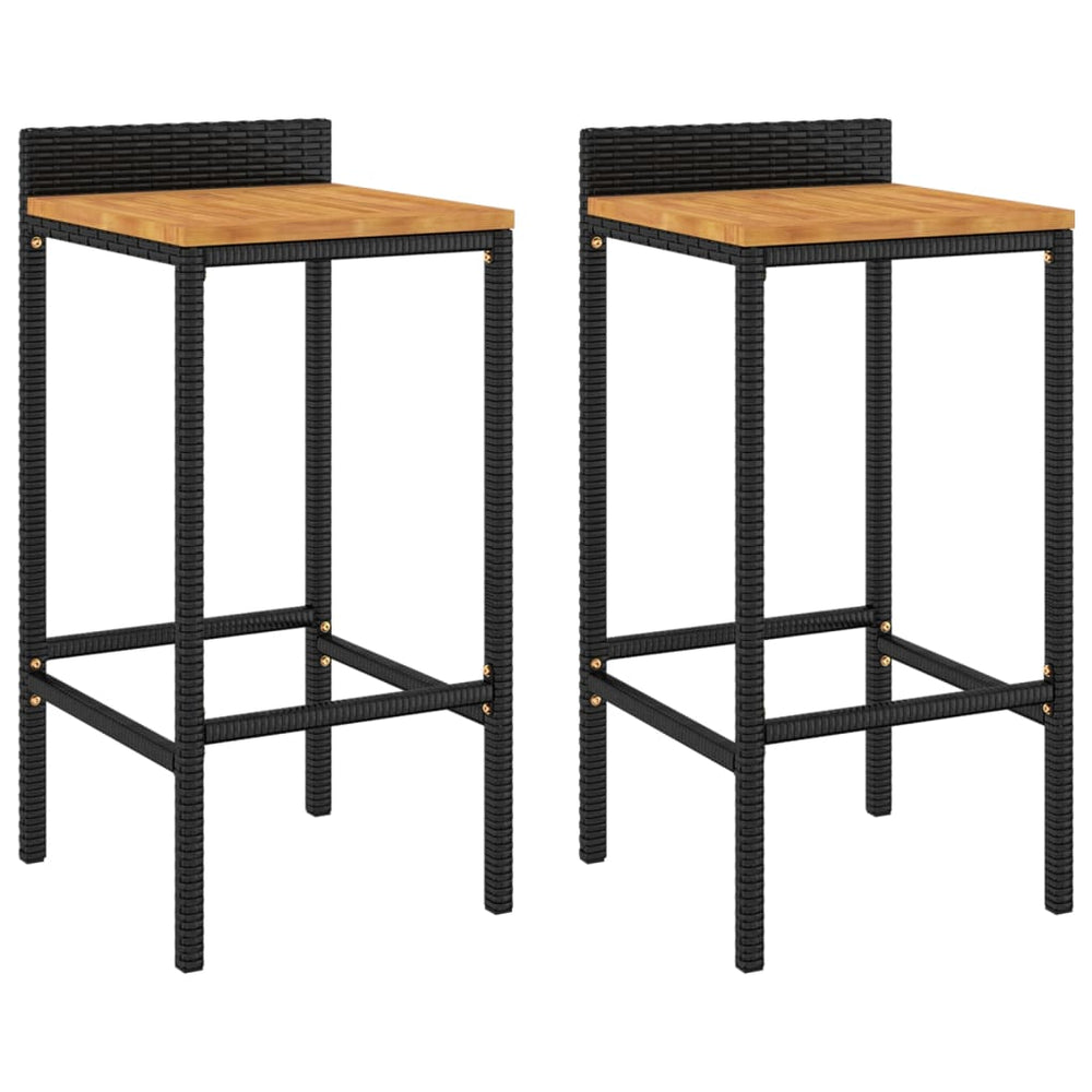 Barhocker 2er Set, Akazienholz & Poly Rattan