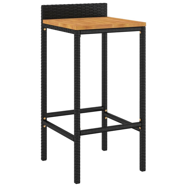 Barhocker 2er Set, Akazienholz & Poly Rattan